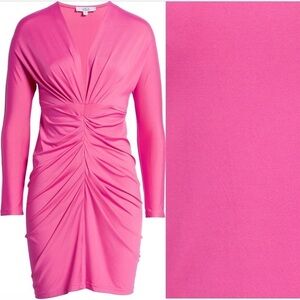 Area Stars Pink Ruched Long Sleeve Dress Size L